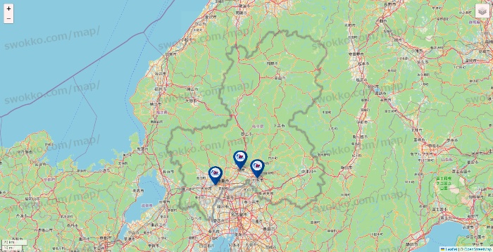 岐阜県の上州屋の店舗地図
