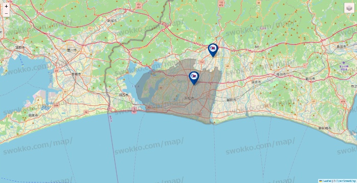 静岡県の上州屋の店舗地図