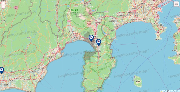 静岡県の上州屋の店舗地図