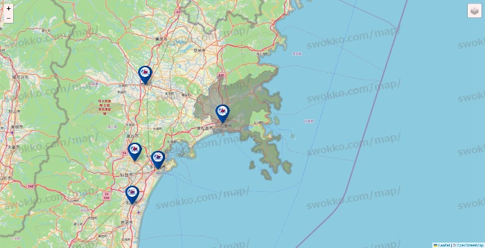宮城県の上州屋の店舗地図
