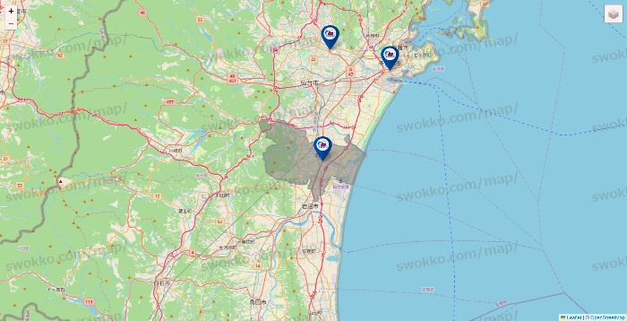 宮城県の上州屋の店舗地図