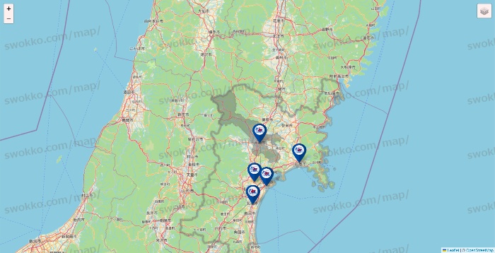 宮城県の上州屋の店舗地図