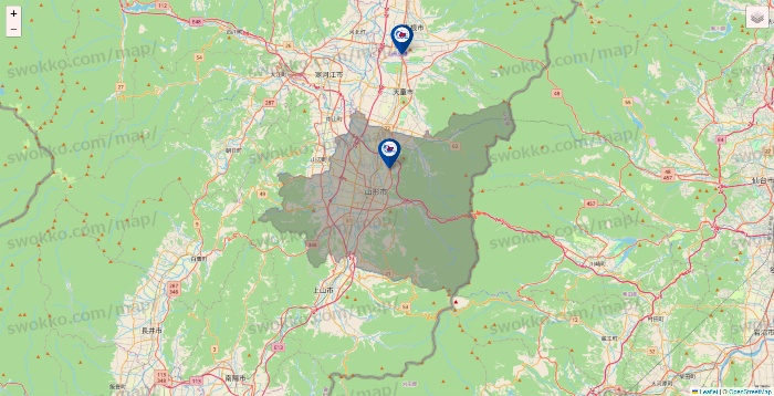 山形県の上州屋の店舗地図