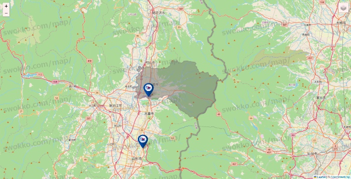 山形県の上州屋の店舗地図