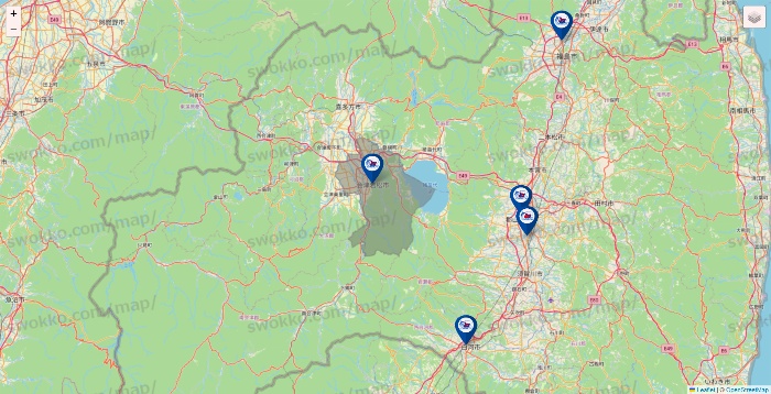 福島県の上州屋の店舗地図