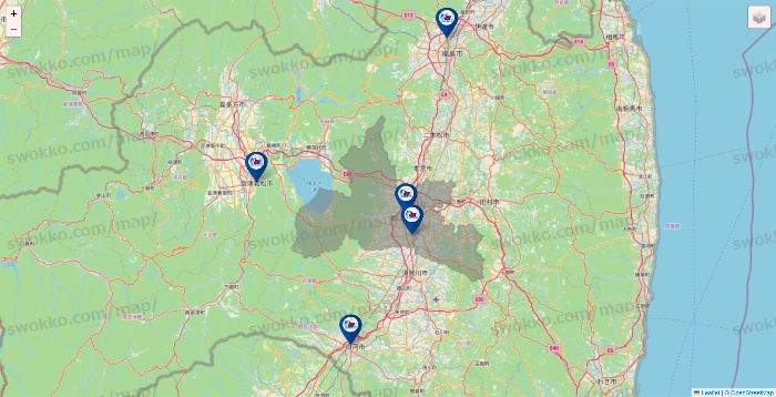 福島県の上州屋の店舗地図