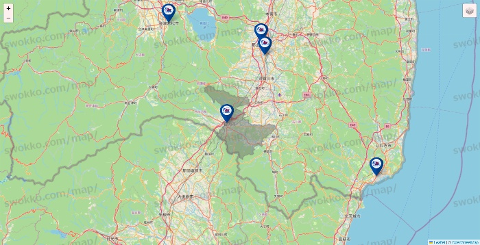 福島県の上州屋の店舗地図