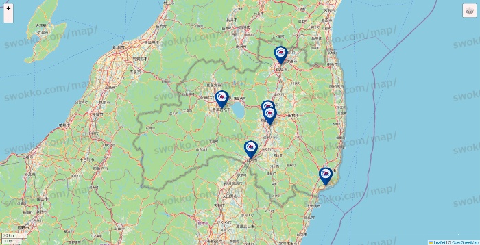 福島県の上州屋の店舗地図