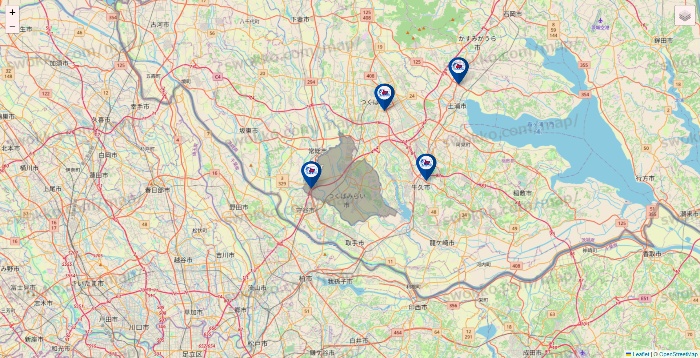 茨城県の上州屋の店舗地図