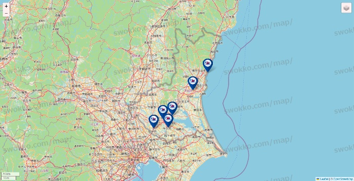 茨城県の上州屋の店舗地図