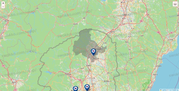 栃木県の上州屋の店舗地図
