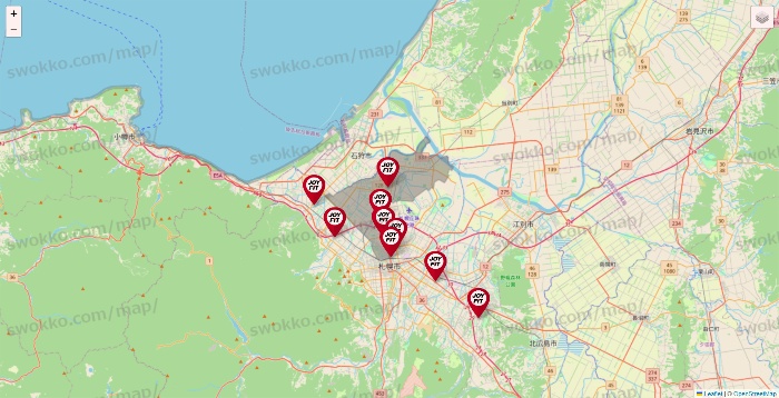 北海道のJOYFITの店舗地図