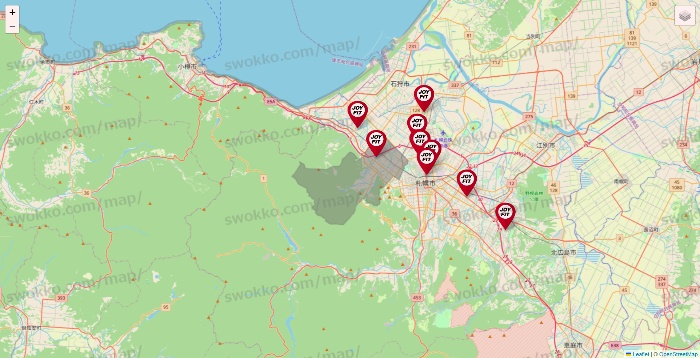 北海道のJOYFITの店舗地図