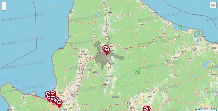 北海道のJOYFITの店舗地図