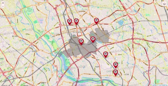 埼玉県のJOYFITの店舗地図
