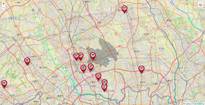 埼玉県のJOYFITの店舗地図