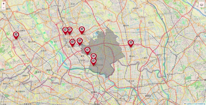 埼玉県のJOYFITの店舗地図