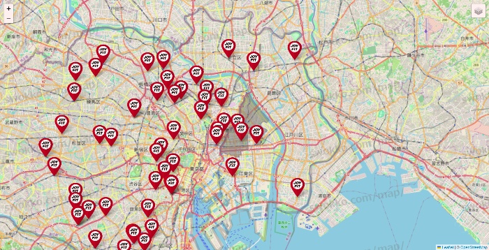 東京都のJOYFITの店舗地図