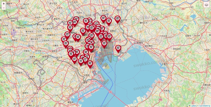 東京都のJOYFITの店舗地図
