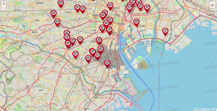 東京都のJOYFITの店舗地図
