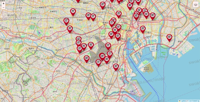 東京都のJOYFITの店舗地図