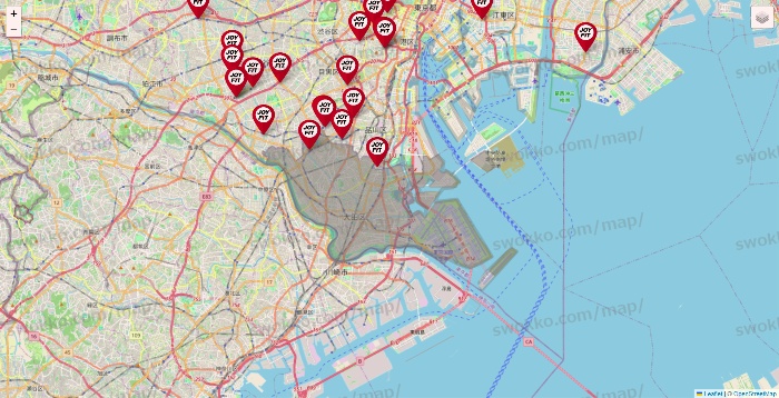 東京都のJOYFITの店舗地図