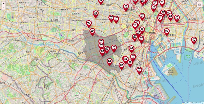 東京都のJOYFITの店舗地図