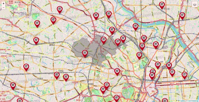 東京都のJOYFITの店舗地図