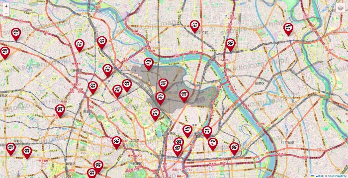 東京都のJOYFITの店舗地図