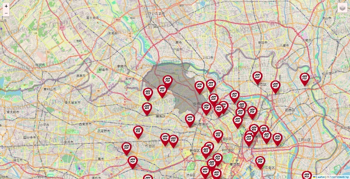 東京都のJOYFITの店舗地図