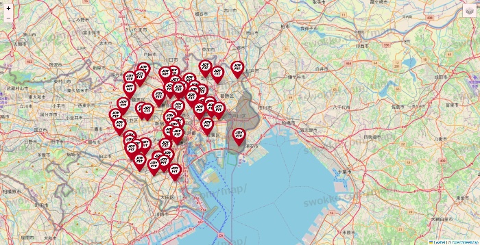 東京都のJOYFITの店舗地図