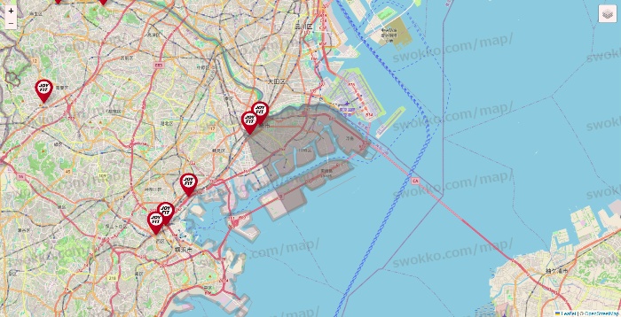 神奈川県のJOYFITの店舗地図