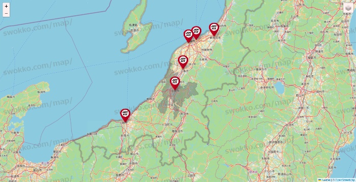 新潟県のJOYFITの店舗地図