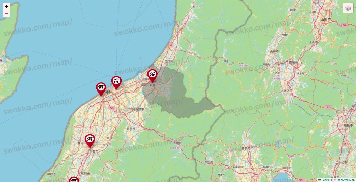 新潟県のJOYFITの店舗地図