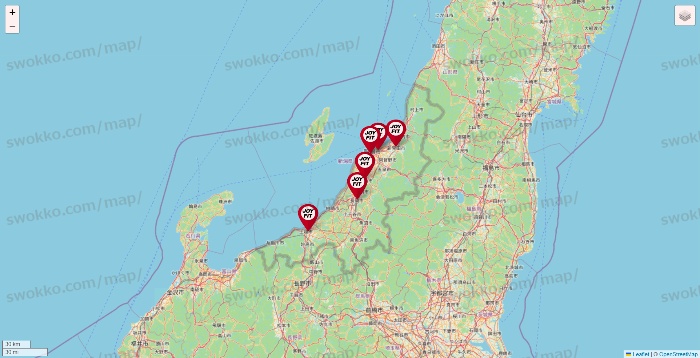 新潟県のJOYFITの店舗地図