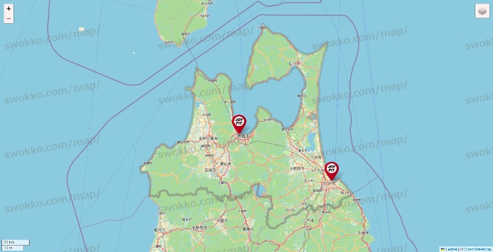 青森県のJOYFITの店舗地図