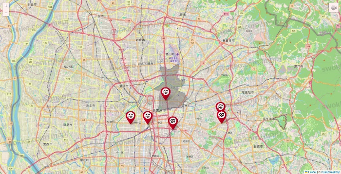 愛知県のJOYFITの店舗地図