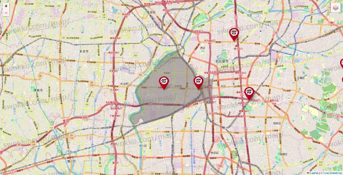 愛知県のJOYFITの店舗地図