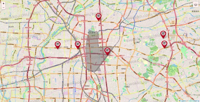 愛知県のJOYFITの店舗地図