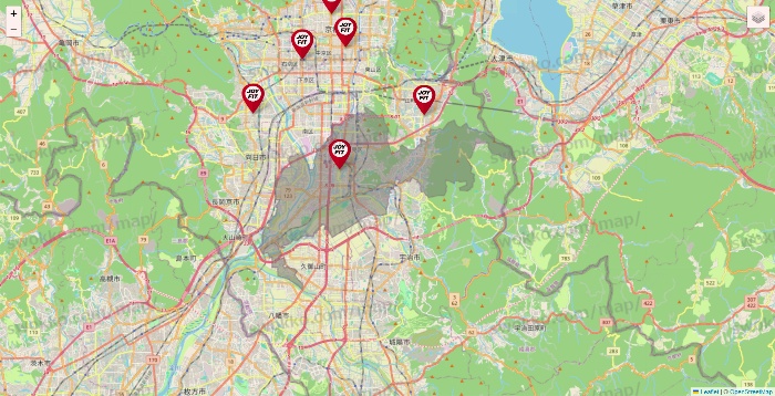 京都府のJOYFITの店舗地図