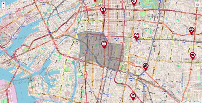 大阪府のJOYFITの店舗地図