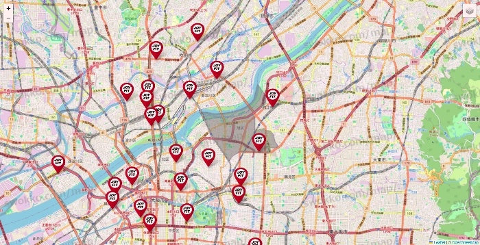 大阪府のJOYFITの店舗地図