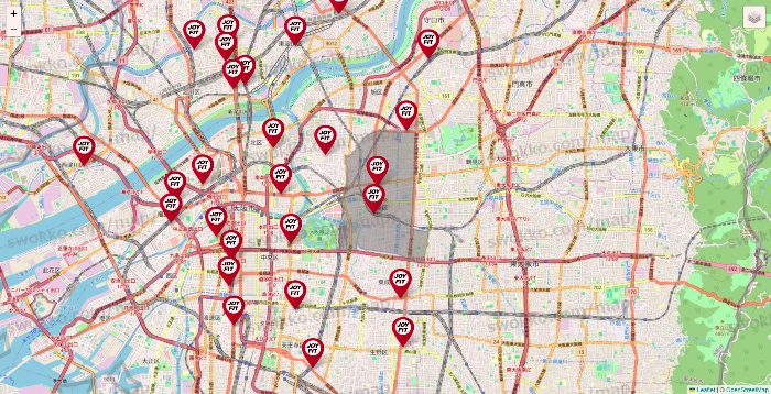 大阪府のJOYFITの店舗地図