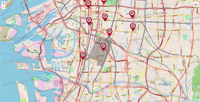 大阪府のJOYFITの店舗地図