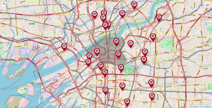 大阪府のJOYFITの店舗地図
