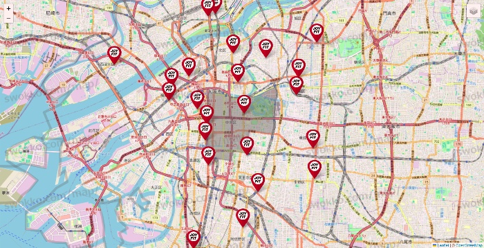 大阪府のJOYFITの店舗地図