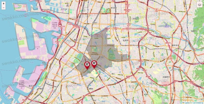 大阪府のJOYFITの店舗地図