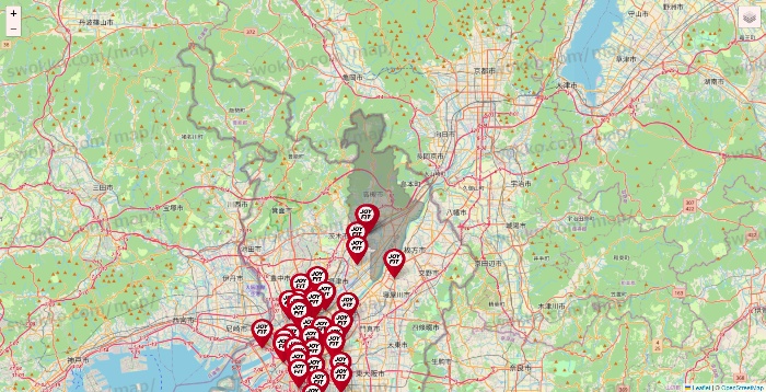 大阪府のJOYFITの店舗地図