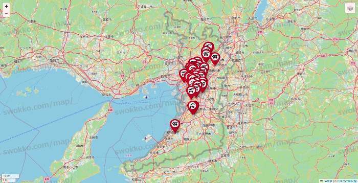 大阪府のJOYFITの店舗地図