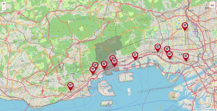 兵庫県のJOYFITの店舗地図
